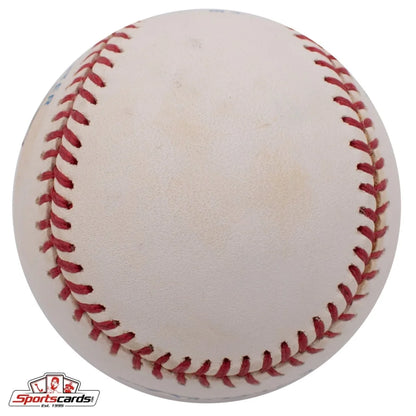 Charlie Silvera signed classic white baseball with red stitching and Beckett BAS authentication