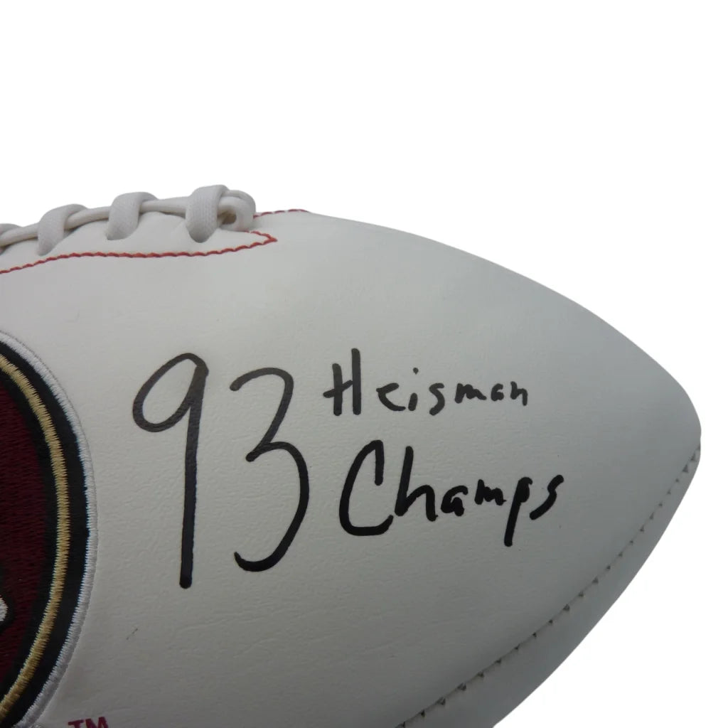 Charlie Ward autographed Florida State FSU Seminoles logo football with 93 Heisman Champs inscription