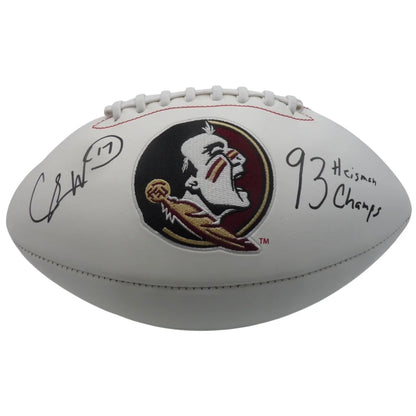 Charlie Ward autographed Florida State Seminoles logo football with 93 Heisman inscription