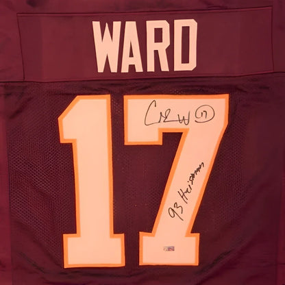 Charlie Ward autographed FSU Florida State garnet #17 jersey with Ward name