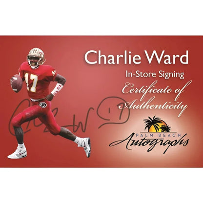 Autographed Charlie Ward Seminoles white jersey 8x10 photo