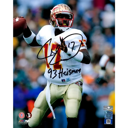 Autographed Charlie Ward Seminoles white jersey 8x10 photo