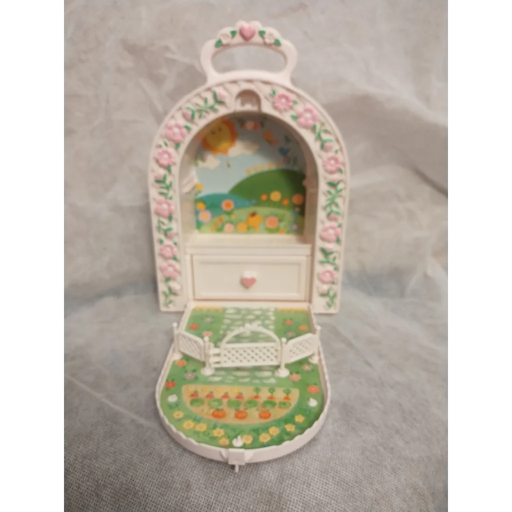 Vintage Charmkins Case Garden Jewelry Box with floral white metal design