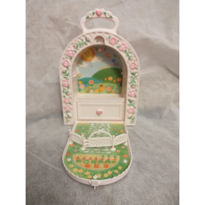 Vintage Charmkins Case Garden Jewelry Box with floral white metal design