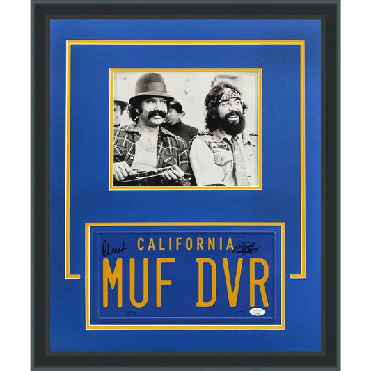 Cheech Marin and Tommy Chong dual autographed deluxe framed piece with MUF DVR plate