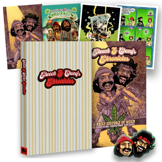 Cheech Marin and Tommy Chong Platinum Edition signed graphic novel set with collectible pins