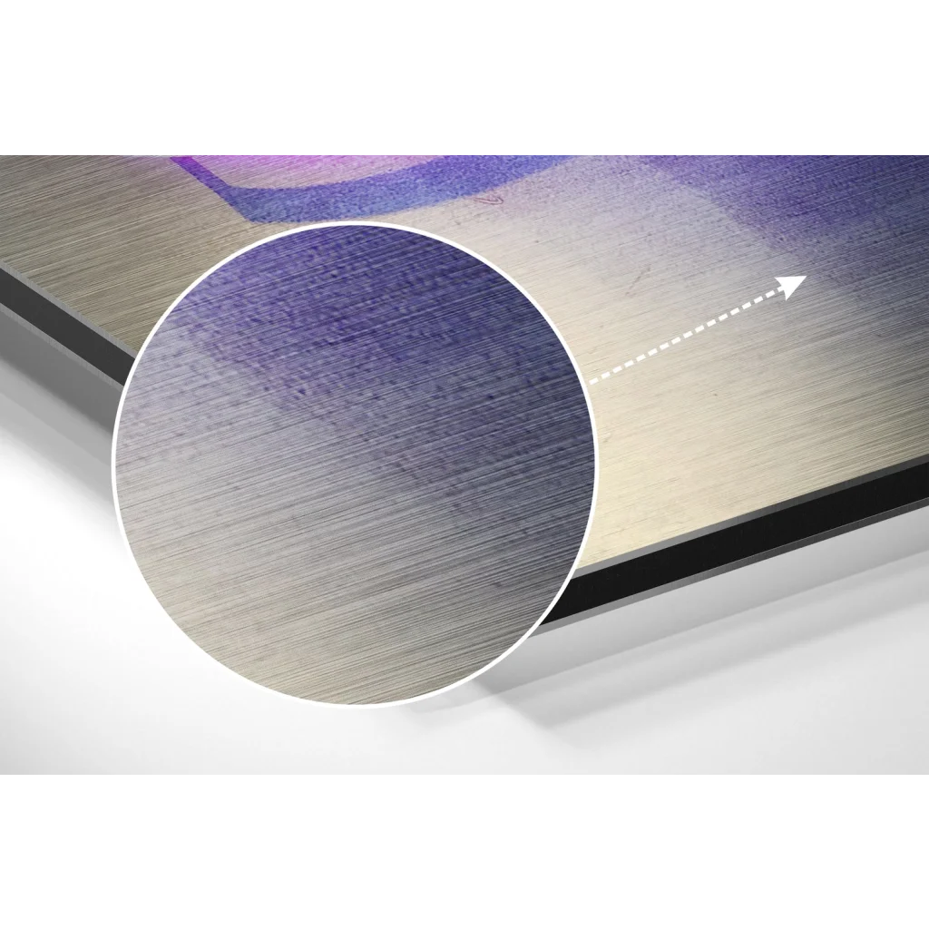 Sleek brushed aluminium dibond with silver to purple gradient