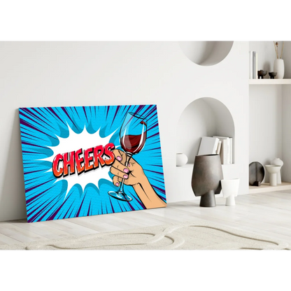 Cheers Pop Art Glass Wall Art Canvas Print | Modern Wall Art Decor | vintageantiquesgifts.com