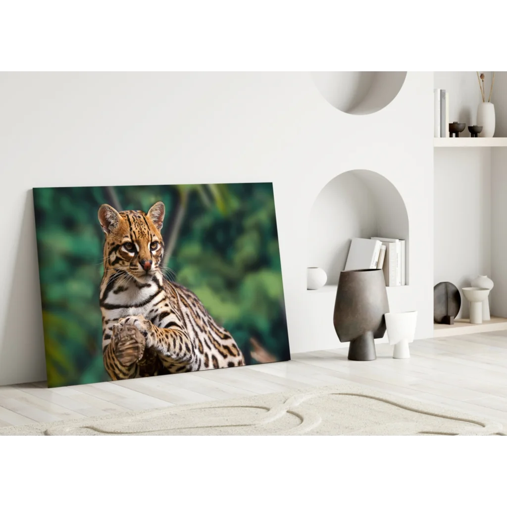 Stunning Ocelot Wall Art with Piercing Golden Eyes | Modern Wall Art Decor | vintageantiquesgifts.com