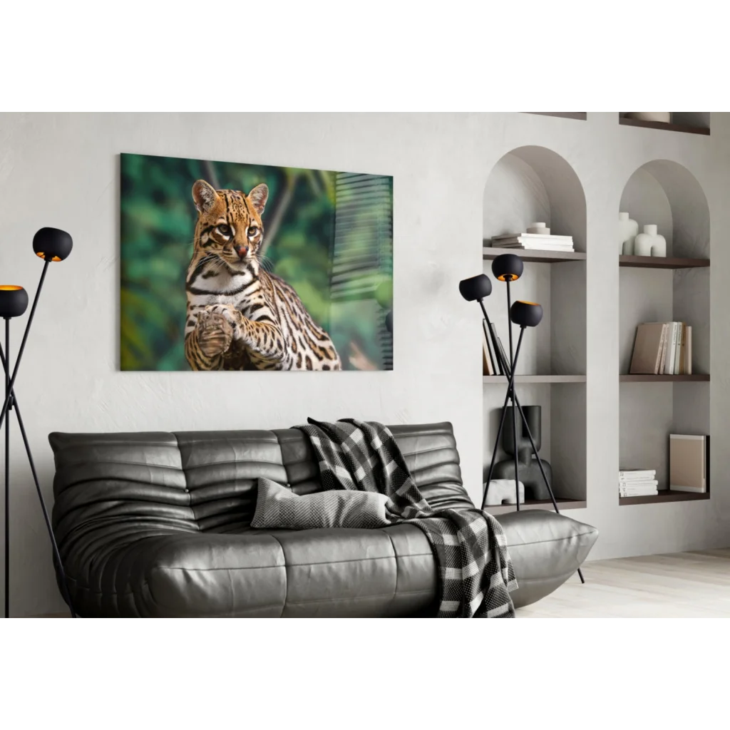 Stunning Ocelot Wall Art with Piercing Golden Eyes | Contemporary Home Wall Art | vintageantiquesgifts.com