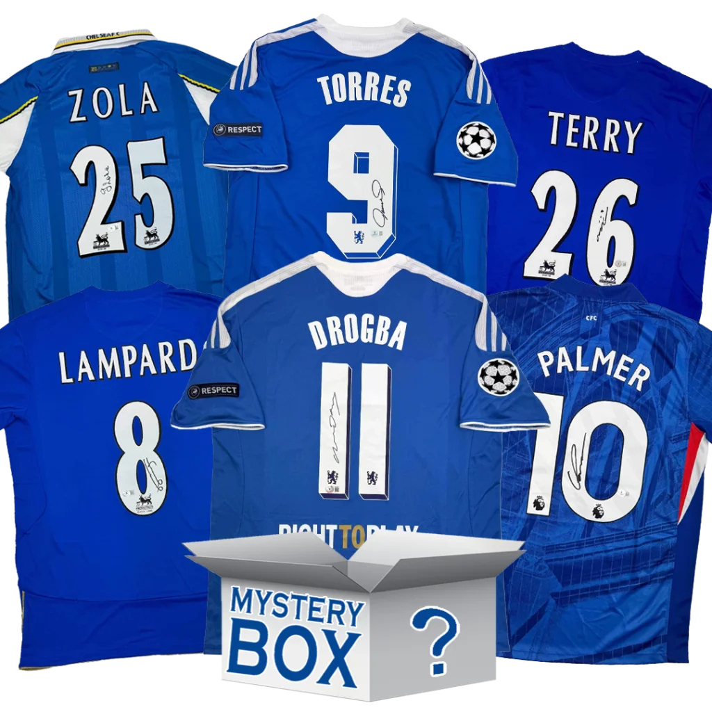 Chelsea F.C. Autographed Soccer Jersey Mystery Box with PSA JSA or Beckett COA | Hall of Fame Sports Memorabilia | vintageantiquesgifts.com