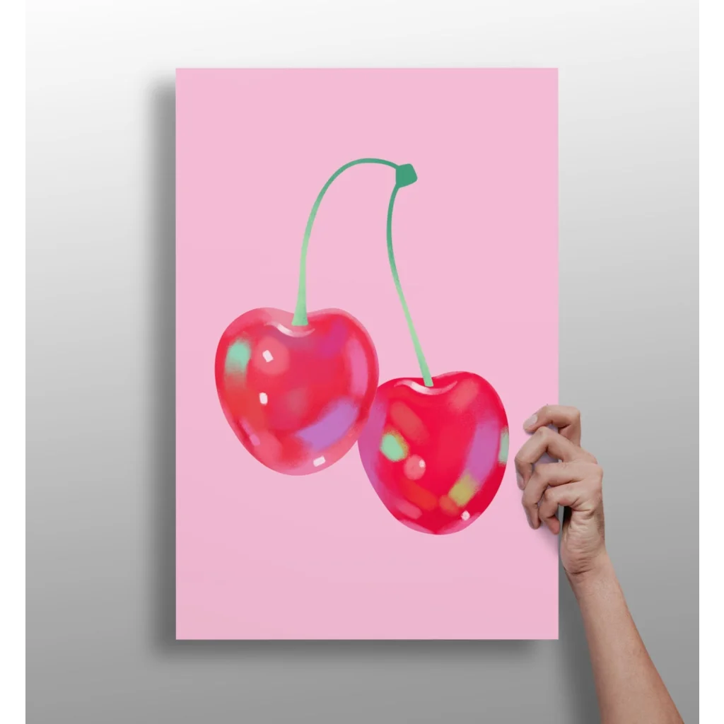 Vibrant glossy cherry insigne aluminum prints in pink