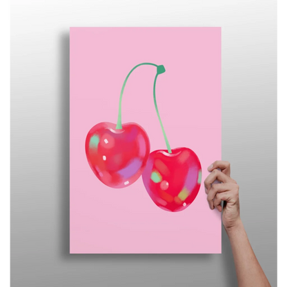 Vibrant glossy cherry insigne aluminum prints in pink