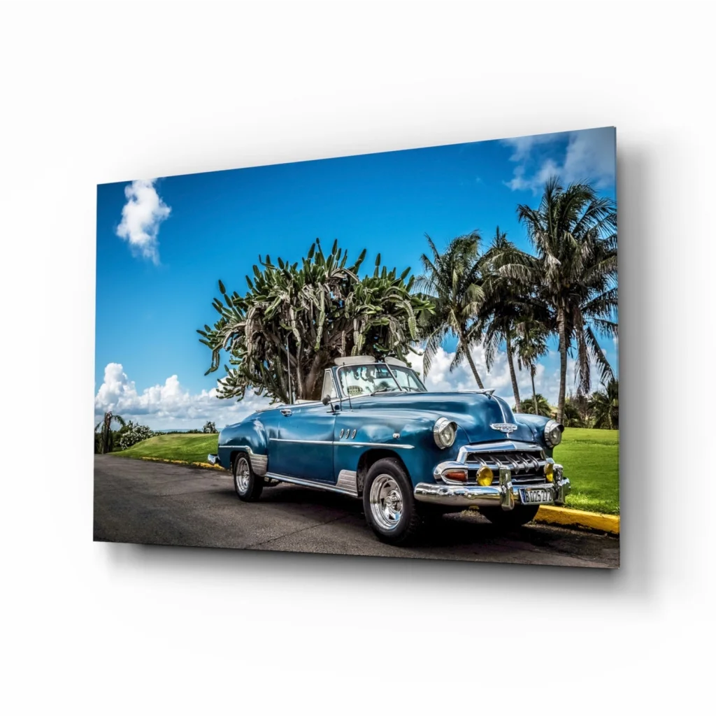 Vintage Blue Convertible Canvas Wall Art Print | Insigneart USA | vintageantiquesgifts.com
