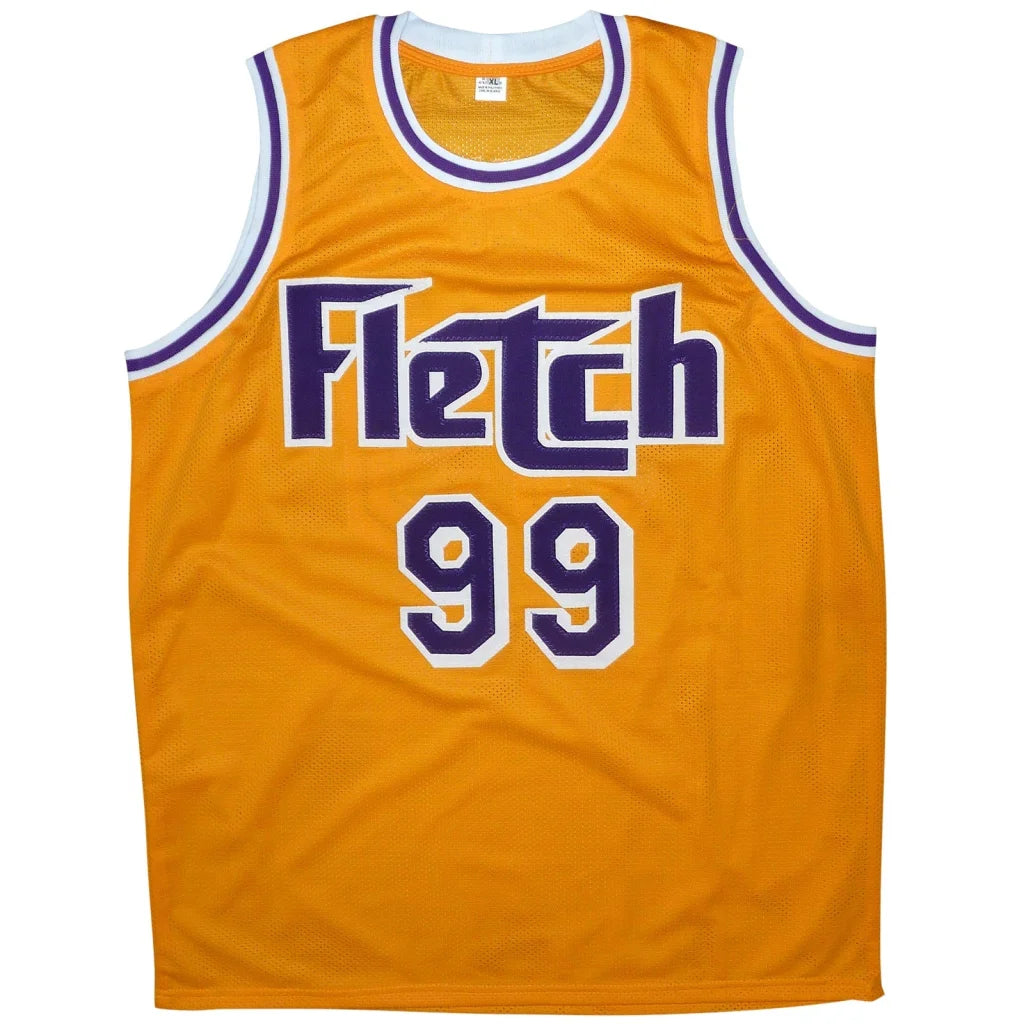 Chevy Chase autographed Fletch yellow #99 orange mesh jersey