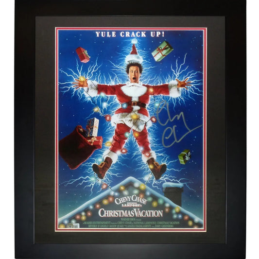 Chevy Chase autographed Christmas Vacation deluxe framed poster, Beckett witness