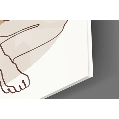 Stylized beige foot line art canvas wall art by Chic Hat Lady