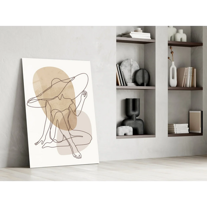 Chic Hat Lady minimalist line art wall art canvas print