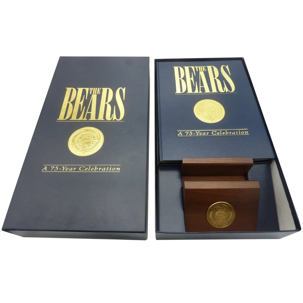 Chicago Bears autographed book with Walter Payton in black gift box