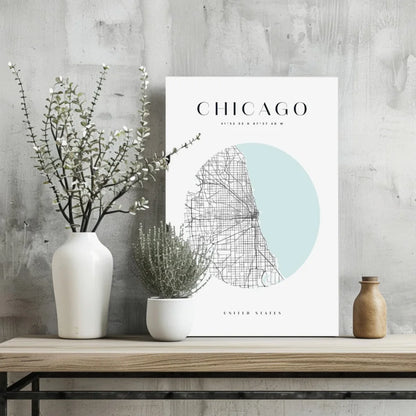 Stunning Chicago Map Insigne Aluminum Prints Transform Your Space | Glass Wall Art Print | vintageantiquesgifts.com