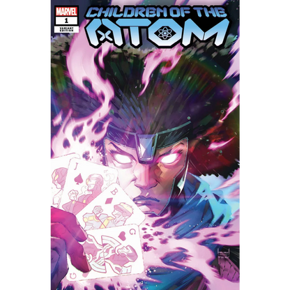 Comic book cover with glowing-eyed hero and playing cards from Young Heroes in Comics Kael Ngu