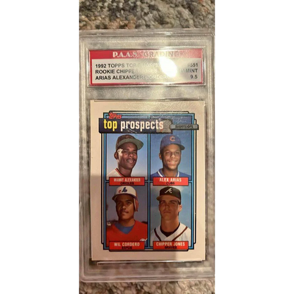 1992 Topps Top Prospects baseball card featuring Chipper Jones, part of the sports memorabilia collection