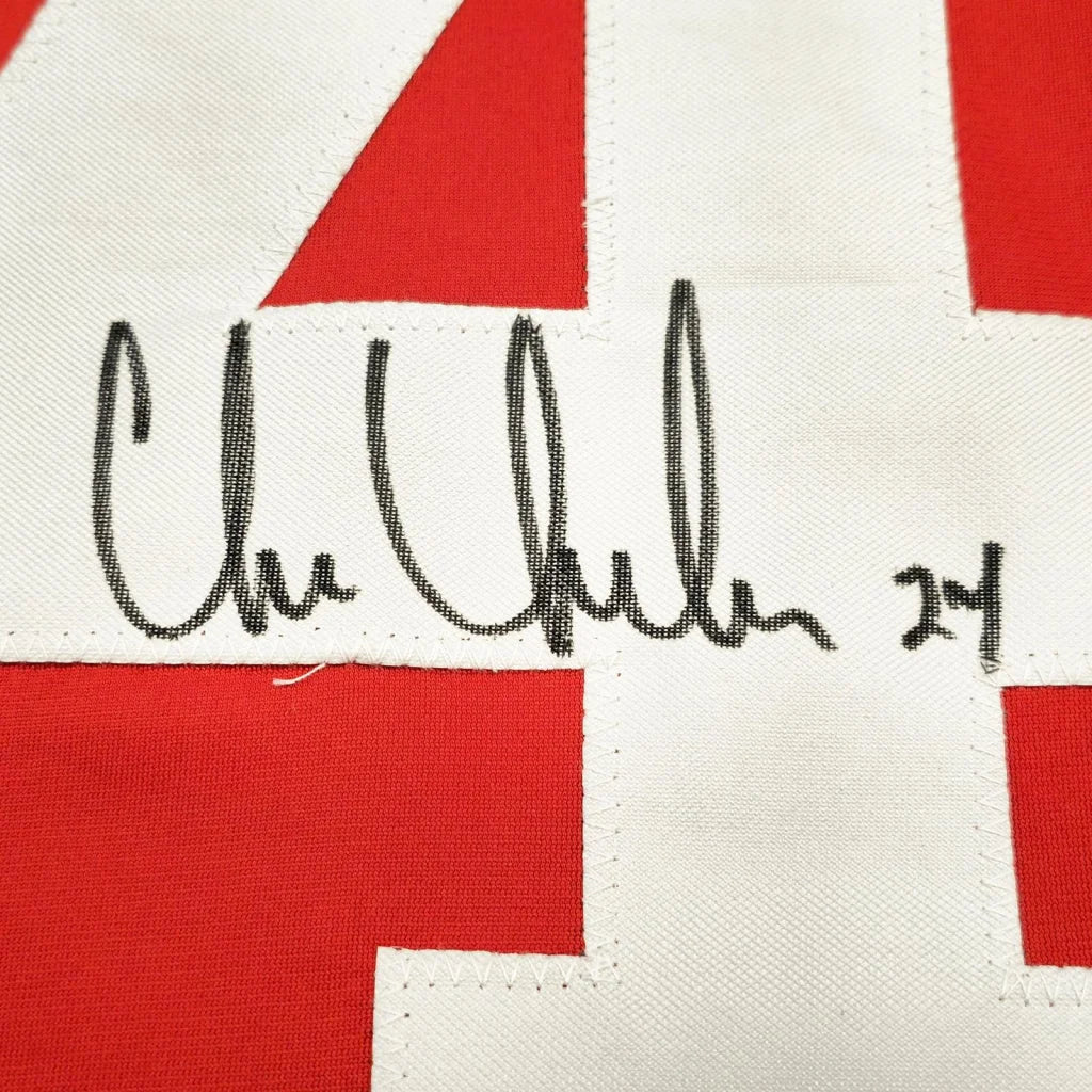 Chris Chelios autographed Detroit Red Wings jersey #24 red white stripes