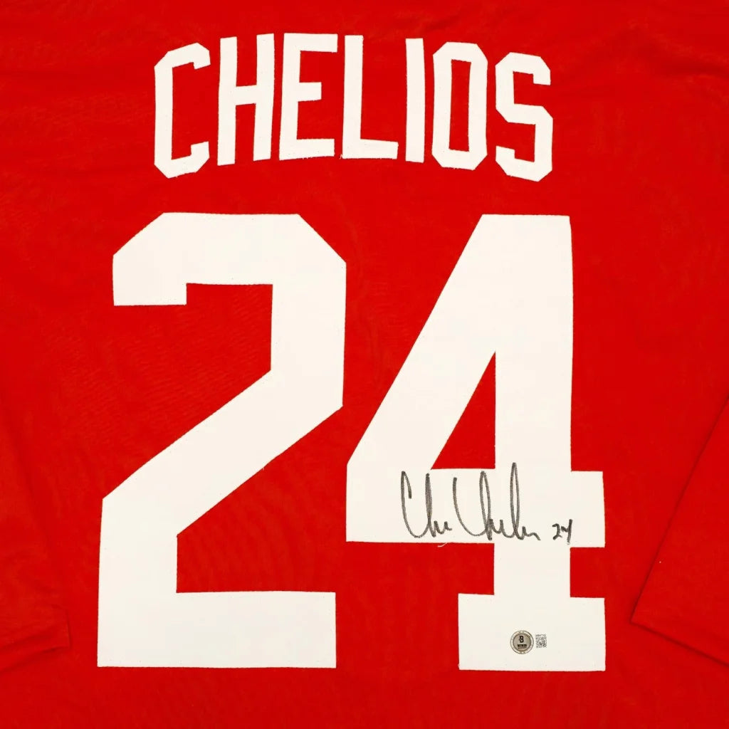 Chris Chelios autographed red Detroit jersey with Chelios 24 signature