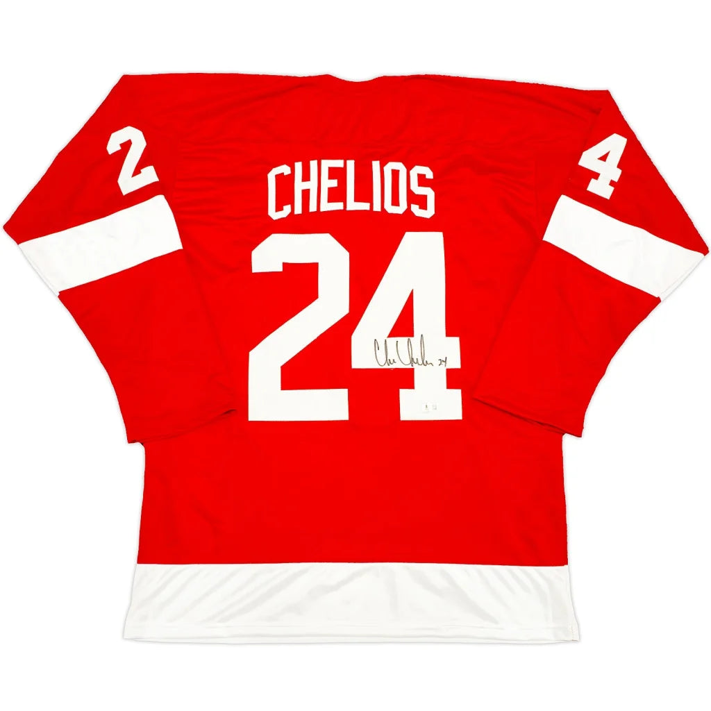 Chris Chelios autographed Detroit Red Wings #24 jersey back