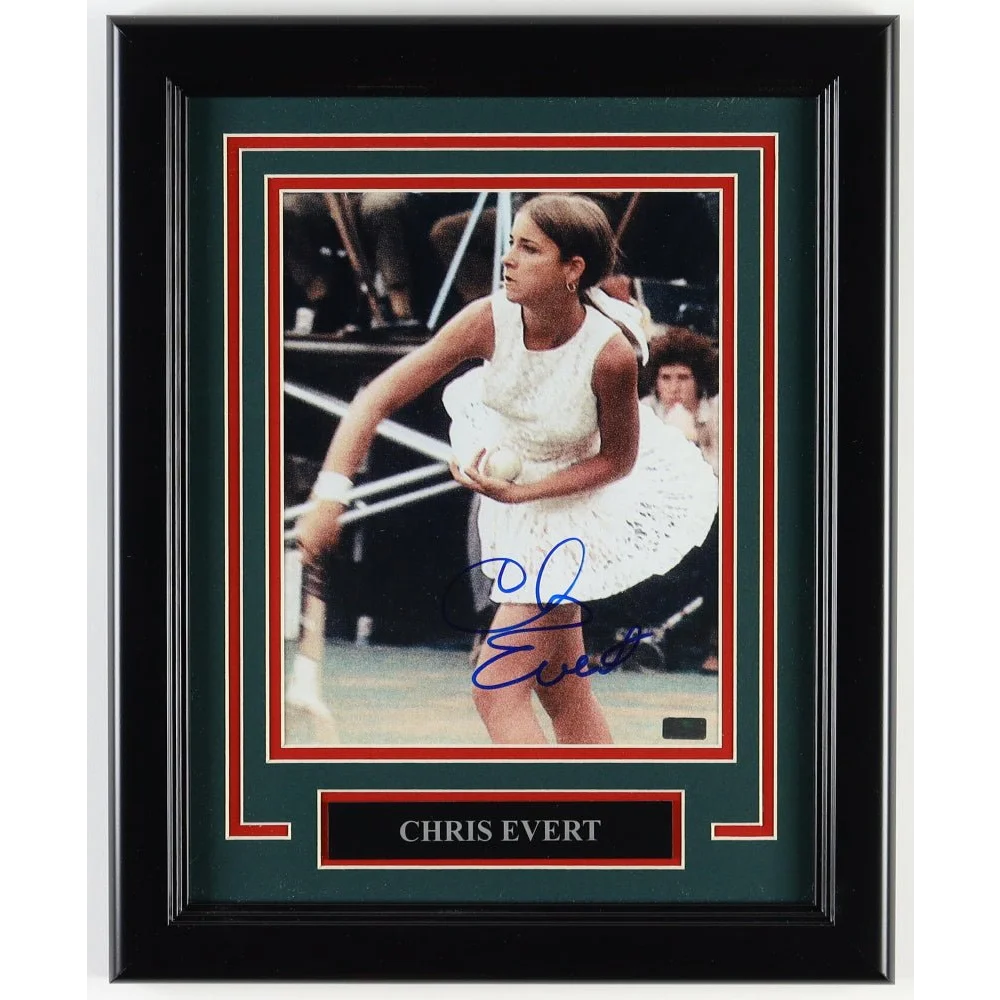 Framed autographed Chris Evert tennis photo, Palm Beach legend collectible