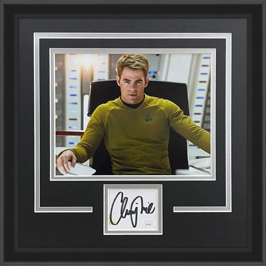 Chris Pine autographed Star Trek photo in signature series frame