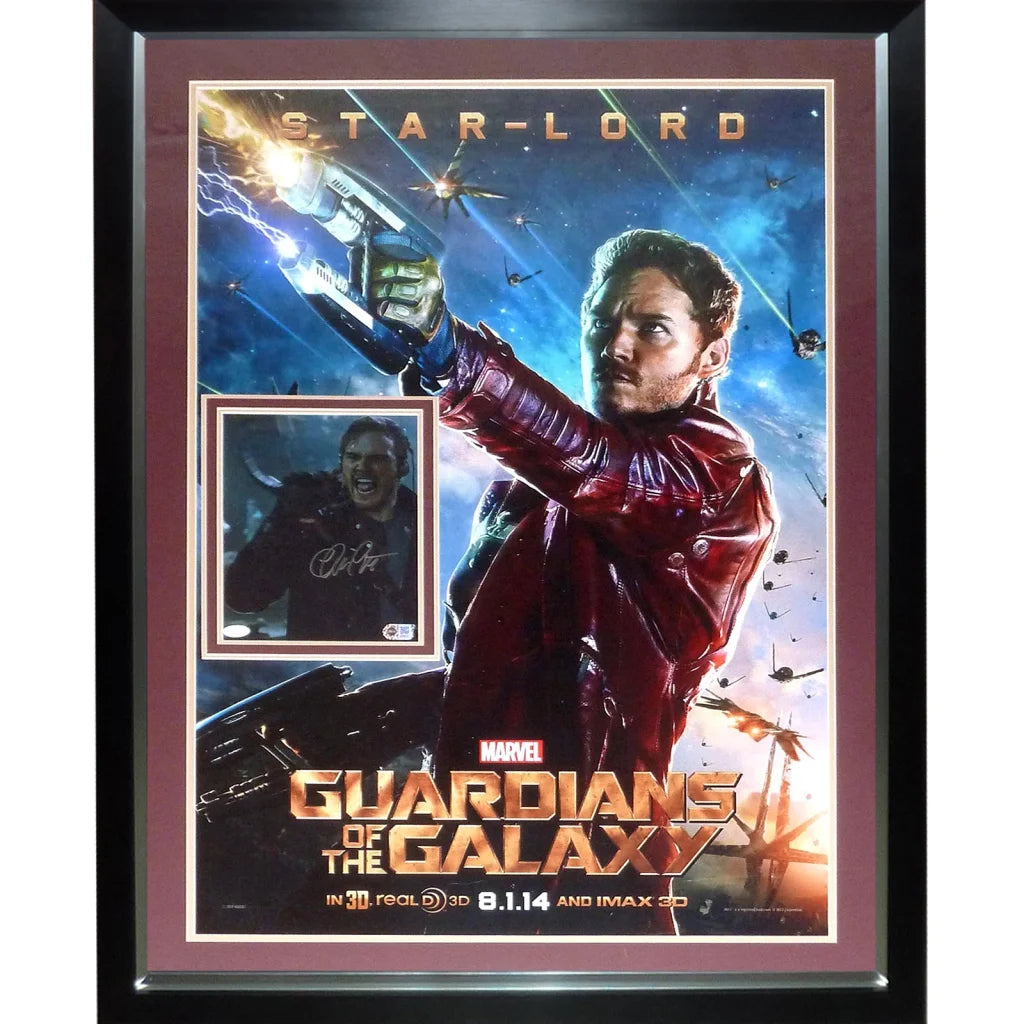 Chris Pratt signed deluxe framed Guardians movie poster with Star-Lord