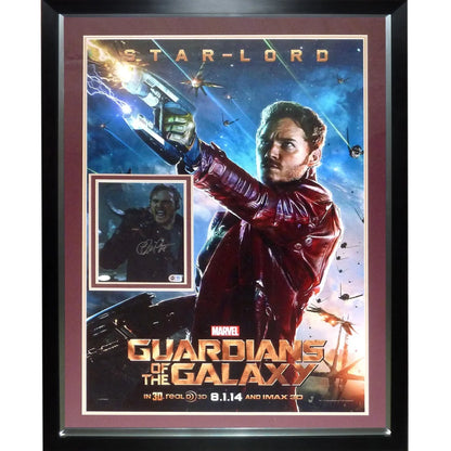 Chris Pratt signed deluxe framed Guardians movie poster with Star-Lord