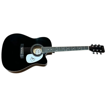 Chris Young autographed black acoustic guitar with glossy mahogany cutaway