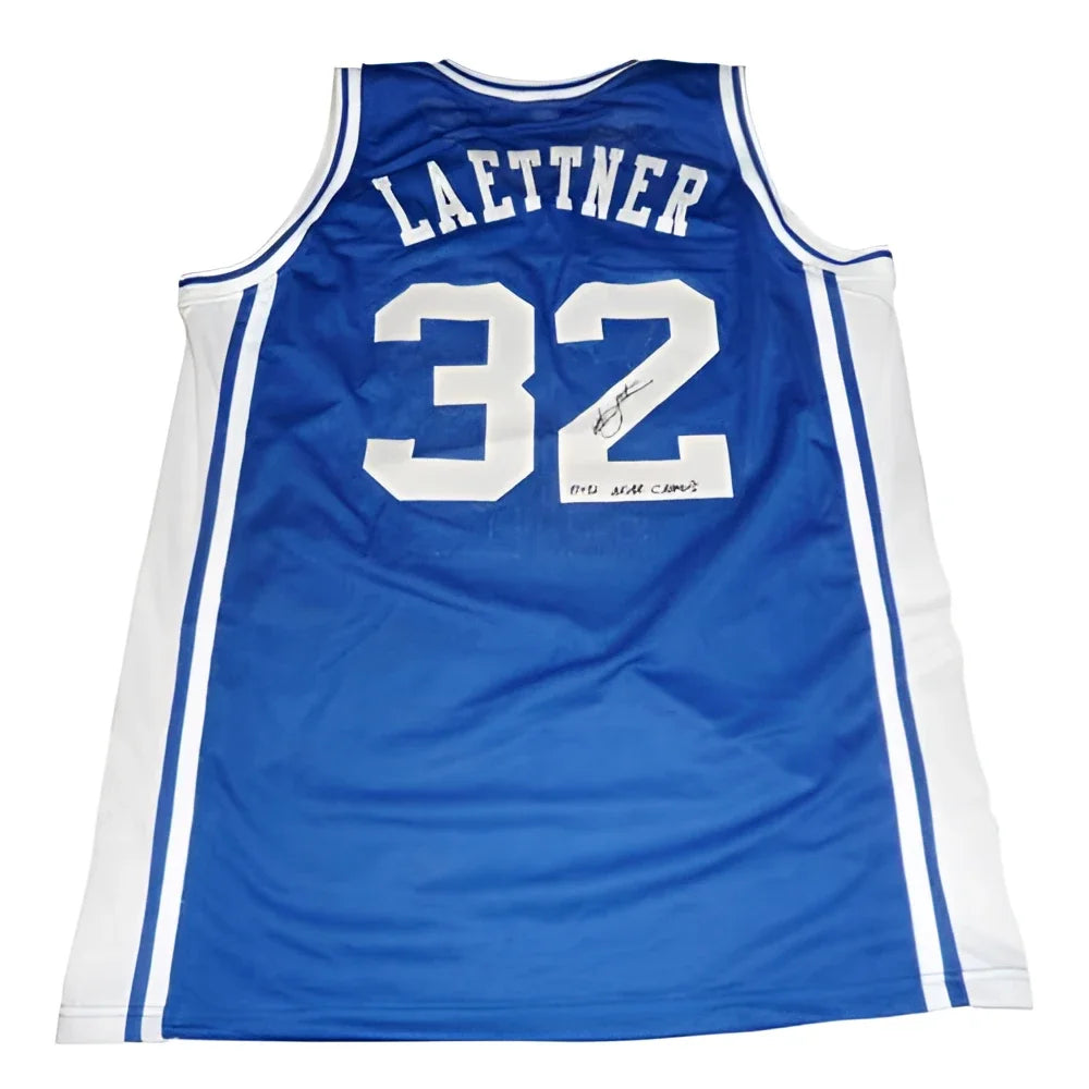 Christian Laettner autographed Duke Blue Devils blue jersey number 32
