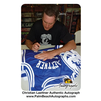 Christian Laettner autographed Duke Blue Devils blue jersey with Lattner name