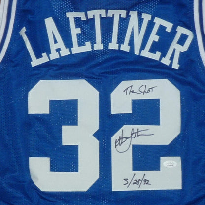 Signed Duke Blue Devils Christian Laettner blue jersey #32