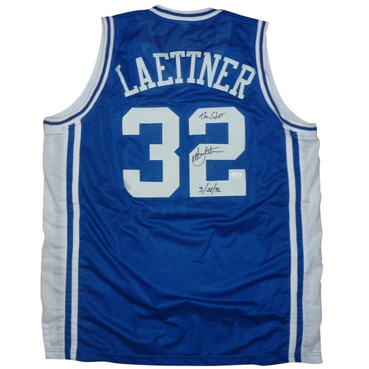 Christian Laettner autographed Duke Blue Devils blue jersey with number 32