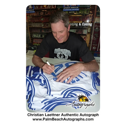 Christian Laettner autographed Duke Blue Devils white jersey with The Shot inscription