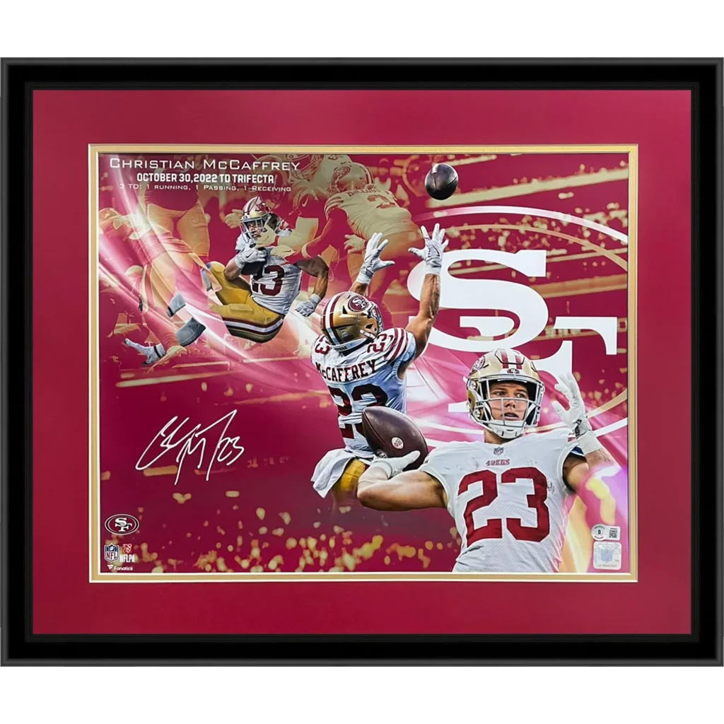 Christian McCaffrey autographed San Francisco 49ers deluxe framed photo