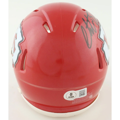 Red Chiefs speed mini helmet with white trim and black autograph for Christian Okoye