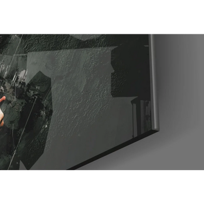 Black-framed monitor in stunning glass wall art print