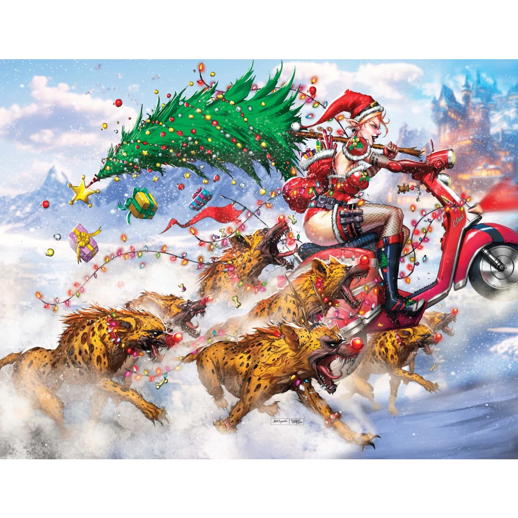 Festive red and white moped madness white wraparound Christmas lights