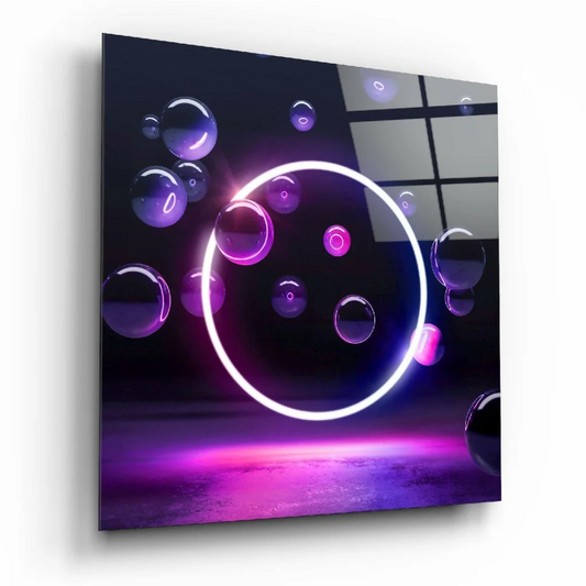 Neon Purple Bubble Glass Wall Art Panel | Insigneart USA | vintageantiquesgifts.com