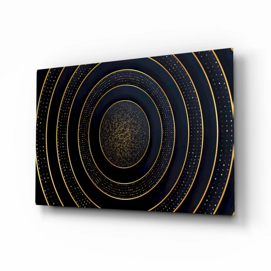 Stunning Gold Circle Canvas Wall Art with Glossy Black Finish | Insigneart USA | vintageantiquesgifts.com