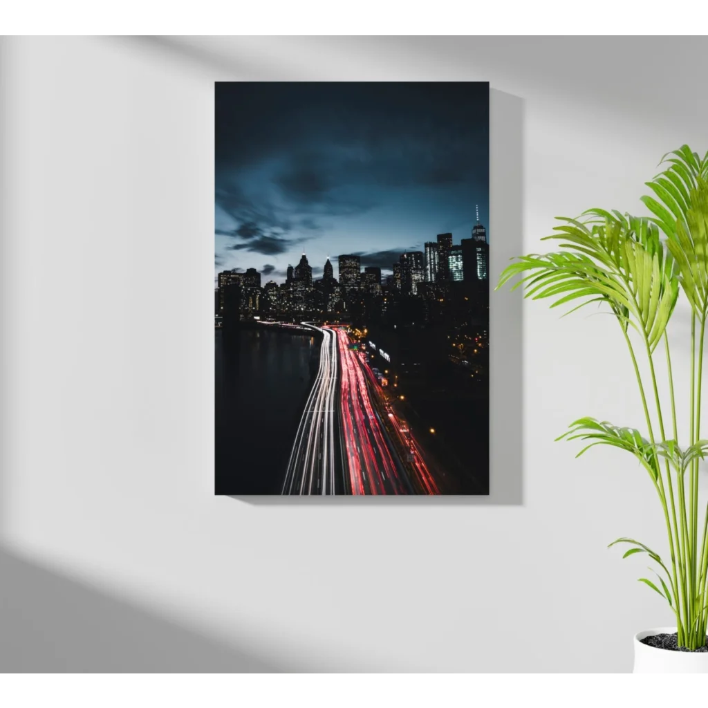 Insigne aluminum prints nighttime city traffic light trails