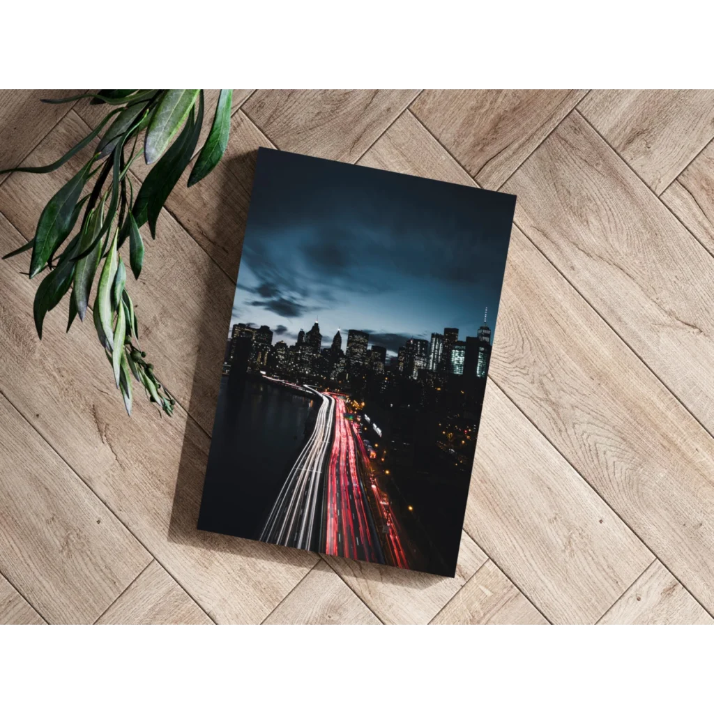 Insigne aluminum prints of nighttime city traffic light trails