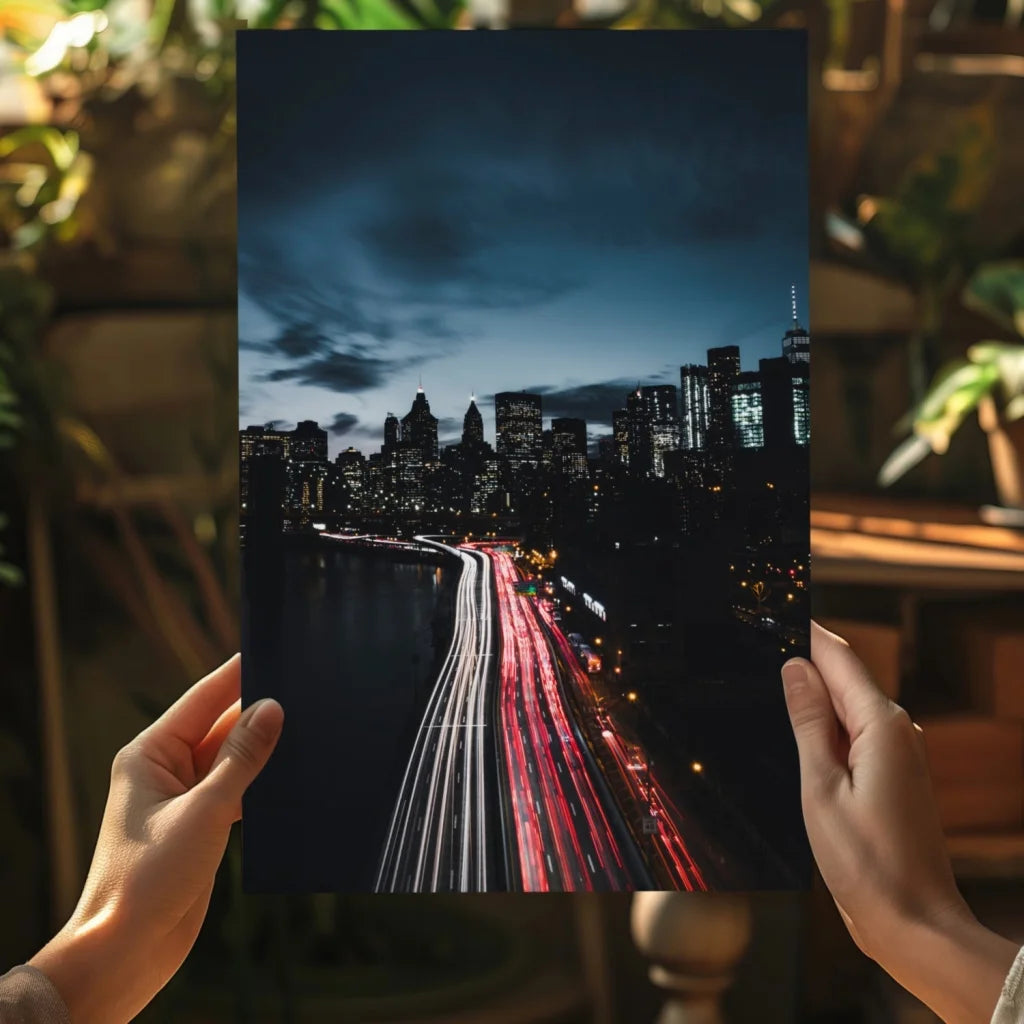 Insigne aluminum prints of nighttime city traffic light trails