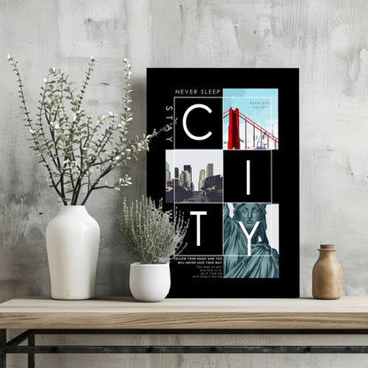 Insigne Aluminum Prints City Collage Wall Art | Glass Wall Art Print | vintageantiquesgifts.com