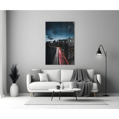 Stunning Glass Wall Art with Glowing City Lights | Modern Wall Art Decor | vintageantiquesgifts.com